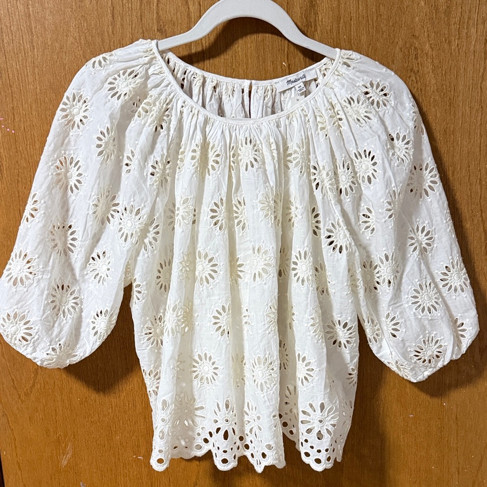 Madewell Cream Eyelet Blouse